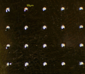 99 micron stud bumps with 30 micron aspect ratios